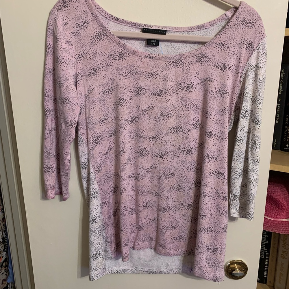 Apostrophe Long Sleeve Top in Pink and Gray
